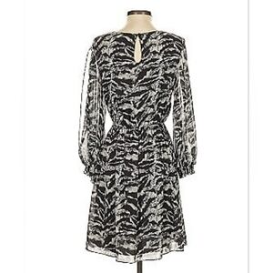 Alice + Olivia Black Zebra Black and White Silk Sleeve Cut Outs Dress M